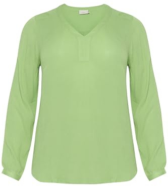 Kaffe Curve Plus-Size Damenbluse, langärmlig, V-Ausschnitt, Normale Passform, Abgerundeter Saum, Damen, Spring Bouquet, 42/Grande Taille