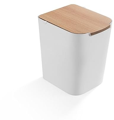 XJGQQ Poubelle Poubelle en plastique à couvercle rabattable, grande cuisine, salon, salle de bains, poubelle créative, panier en papier de rangement for la maison Poubelle Ménagère(White)
