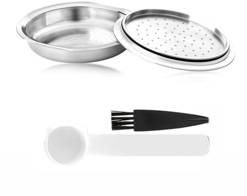 Filtre à capsules réutilisable en acier inoxydable avec cuillère + brosse pour cafetière Senseo HD7801 HD6592