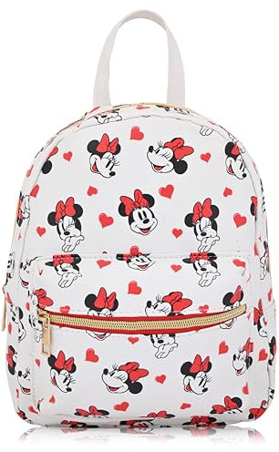 Disney Minnie Mouse Rucksack für Damen, Herren, Jungen, Mädchen, Unisex, niedlicher Mini-Rucksack, 25,4 cm, Minnie-Maus-Tasche, Minnie Mouse Weiß, Mini