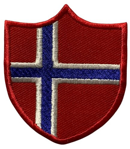 BeBuz Toppa ricamata con bandiera della Norvegia, da applicare con ferro da stiro, da cucire, per giacche, zaini, cappelli e abbigliamento, 6,3 x 5,5 cm