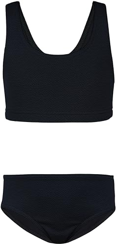 Aquarti Mädchen Sport Bikini Racerback Bustier & Bikinislip, Farbe: Jacquard Punkte Schwarz, Größe: 170
