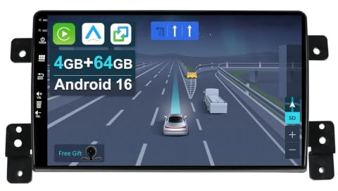 [4+64G] 9 Android 16 Radio Coche para Suzuki Grand Vitara 2004-2015-[Integrado Inalámbrico CarPlay | Android Auto | Mirror Link | GPS Navi | Bluetooth 5.0 | WiFi | 4G | SWC ] + CAM Incluido