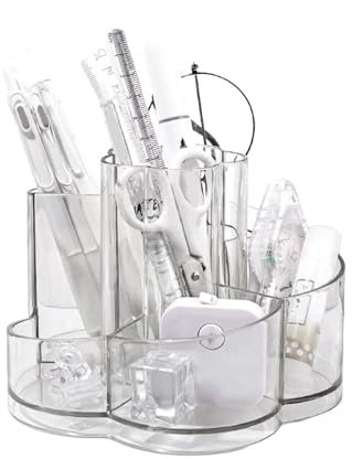 Lerpwige Multipurpose Clear Cosmetic Organizers With Base Makeup Storage Solution With 6 Slots For Brushes And Accessories