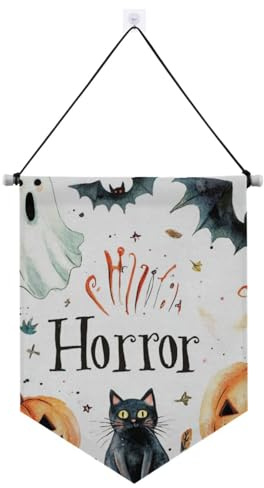 Horror Halloween Black Cat Banner zum Aufhängen mit Teleskopstange Party Banner für draußen hängende Dekorationen für Festival & besondere Tage