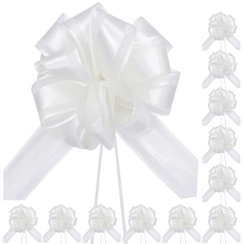 ZHIYUQL® 12 Stück Weiß Schleife Geschenk Große 16cm Geschenkband Schleife Dekorative Geschenkschleife für Hochzeit Geburtstag Geschenkverpackung