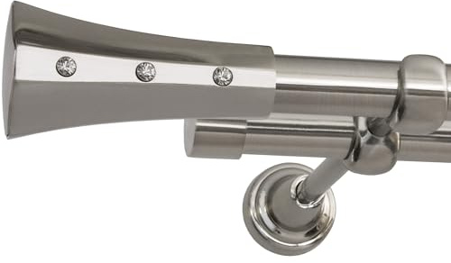 Print Cycero packaging Gardinenstange 200cm breit - 19 mm Durchmesser - 2-Läufig, Wandbefestigung - Vorhangstange für Ösenvorhänge, Fenster, schwere Vorhänge, Innenlaufstange - Santiago