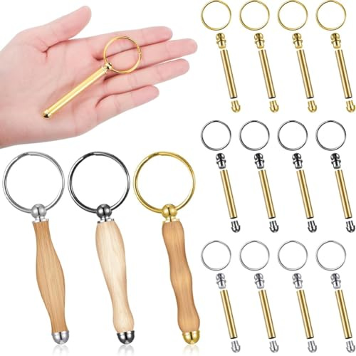 Iegefirm 12pcs WoodTurning Keychain Kit Wood Turning Accessories Mandrel Wood Turning Keychain for Woodworking Gifts