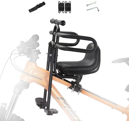 Fahrradsitz Kinder vorne für MTB, Kindersitz Fahrrad Vorne mit Armlehnen & Fußrasten – Kinderfahrradsitz für Erwachsene (2-6 Jahre, 30kg) – Sicherheitsbügel & verstellbare Gurte