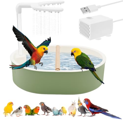 BAODBF Douche à oiseaux, perruche, avec cascade et eau circulante, 31,8 × 25 × 8,5 cm, pour perruches, calopsittes, perruches, calopsittes