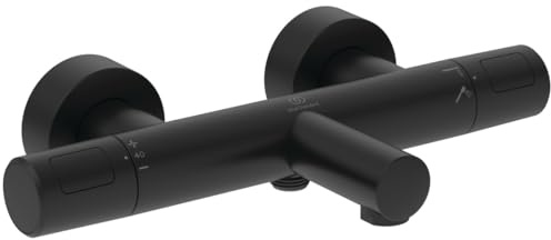 Ideal Standard Ceratherm T25 Badearmatur, Wasser- & Energiesparend, mit Verbrühschutz (CoolBody) und Thermostatfunktion – Schwarz Matt (315x181x70 mm)