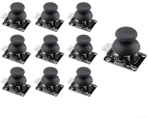 KY-023 Joystick Module Set 10 Pack Dual-Axis Analog and Digital Button Control per Arduino e per Raspberry Pi Compact FR4 PCB Nero 34x32x26mm 5-Pin Interfaccia per