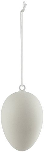 BRUBAKER Ostereier 6 cm Kunststoff matt weiß mit Aufhängern - naturgetreue Optik - 20er-Set