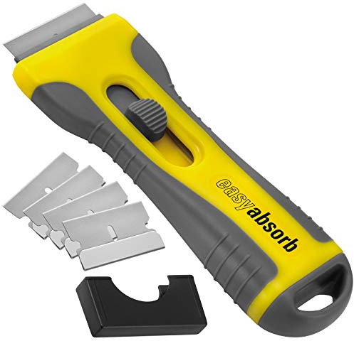 Easy Absorb P-10014 - Raschietto universale, con 5 lame in acciaio inox, impugnatura Softgrip, giallo/grigio