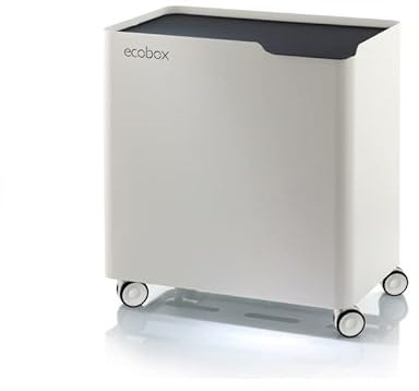 DON HIERRO - Poubelle de tri 60 L design, intérieure, roulettes et fermeture douce, ECOBOX-Noir