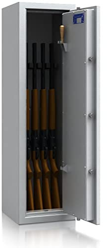 SafeHero Waffenschrank Klasse 0 EN 1143-1 Secureo Hawk 5 | Waffenschrank 0 für 5 Langwaffen | Langwaffenschrank mit Elektronikschloss | Zugelassener Waffenschrank Langwaffen, Kurzwaffen + Munition