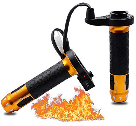 Fankr Griffheizung Motorrad Heizgriffe Lenkergriffe Zubehor 12v 22mm Griffe Heizung Winter Wasserdicht UndurchläSsig Mit Schalter Für Motorroller Quad Moped Gelb