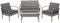 Mendler Poly-Rattan Garnitur HWC-F56, Balkon-/Garten-/Lounge-Set Sitzgruppe - grau, Kissen dunkelgrau