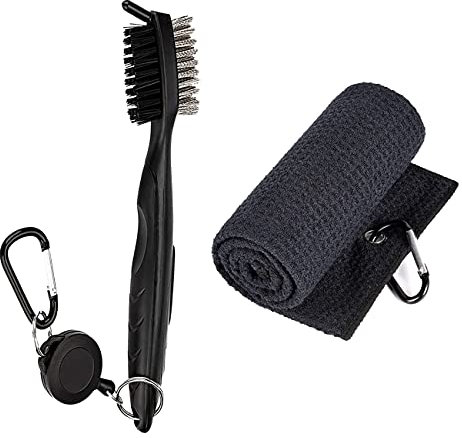 QeeHeng Golfschläger-Rillen-Reinigungsbürste, Mikrofaser, Waffelmuster, Golf-Handtuch, Golf-Reinigungsset, praktisches Golf-Eisen-Reinigungsset für Golfer