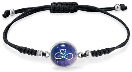 Miss Lovie ® Ohrringe Damen Armband Handmade Cabochon Edelstahl Schwarz Weiß Silber Freundschaft Geschenke (Armband Infinity)