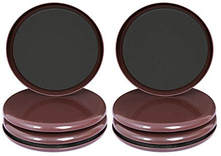 Ezprotekt Wiederverwendbarer Möbelschieber für Teppich, 127 mm Möbelschieber Teppichschieber Möbel bewegliche Schieber Möbel Bewegliche Pads Möbelgleiter, 8 Stück Braun Rund