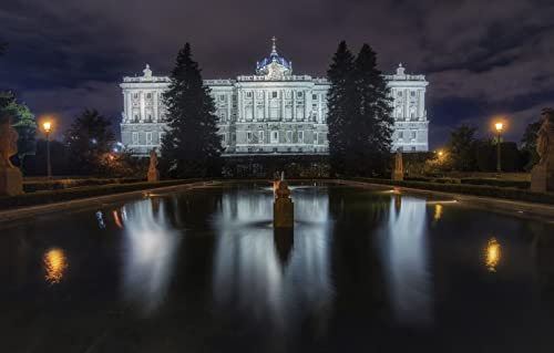 LHJOYSP Geschenke Jungen Puzzle 1000 Teile Real Nocturne im Königspalast von Madrid 75x50cm
