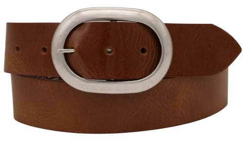 AnnaMatoni Damen Leder Gürtel mit Ovale Schließe Vollrindleder 4cm breit Vollleder ECHT LEDER (TW110 - Cognac 640)