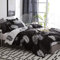 Michorinee Housse de Couette 240x260 Motif Feuilles de Palmier Tropicales Noir et Blanche Parure Réversible Fermeture Éclair - Linge de Lit 2 Personnes Adulte avec 2 Taies d'oreiller 65x65 cm