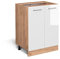 Vicco Küchenunterschrank R-Line, Weiß Hochglanz/Goldkraft Eiche, 60 cm ohne Arbeitsplatte