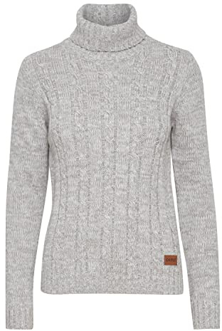 OXMO OXPhilipa Damen Rollkragenpullover Pullover mit Rollkragen 100% Baumwolle Regular fit, Größe:2XL, Farbe:LIG Grey M (798242)