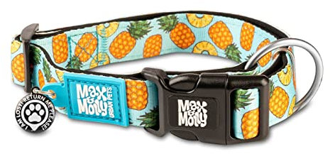 Max & Molly Hundehalsband mit Sicherheits-QR-Code, Hundemarke, weich, verstellbar und wasserdicht, niedliches Sommer-Themen-Design für Mädchen und Jungen, Hunde und Welpen, Größe XS