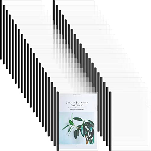 Thenshop 100 Pcs Black Clear Report Covers with Sliding