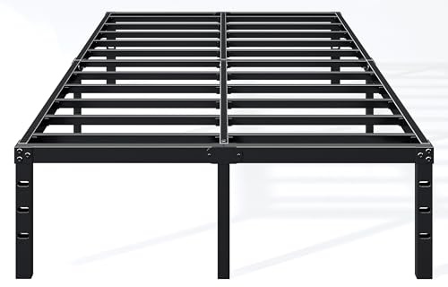 Hafenpo 18 Inch Full Bed Frame - Sturdy Metal Platform Full Size, No Box Spring Needed, Heavy Duty, Easy Assembly, Strong Bearing Capacity, Under Bed Storage, Black