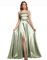 BABYONLINE D.R.E.S.S. Robe de Bal Longue Elégante en Satin Fendue Robe pour Mariage Invitée Femme Temoin Vert 38