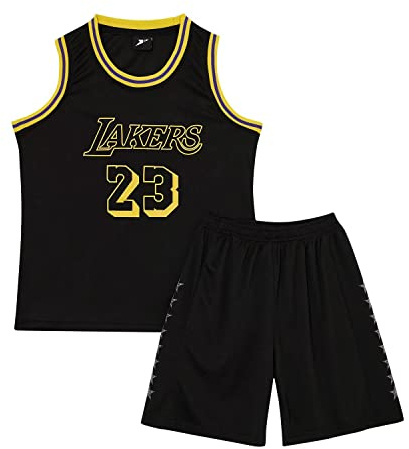 Huniam Kinder Jungen Basketball Kit - 2-teiliges Tanktop und Shorts Set, ärmelloses Trainingstrikot, Geschenke für 3-14 Jahre altes Kind