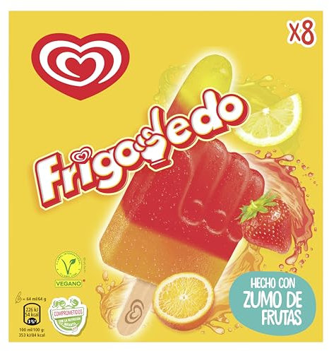 Frigo Frigodedo Helado con Zumo de Frutas Limón, Naranja y Fresa 8x64ml