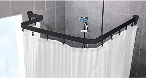 Duschvorhangstange flexibel inkl. Montagezubehör, 3 m, Aus Aluminium (Schwarz)