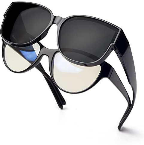 Face Shadow Polarisierte Überzieh Sonnenbrille Damen, Überbrille Sonnenbrille für Brillenträger, UV-Schutz Ultra Leicht Fit-Over Brille