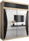 ABIKSMEBLE Monaco 200 Armario de Dormitorios con Tres Puertas Correderas - Armario de Almacenamiento Moderno con Espejo, Perchero y Estantes - 200x240x62 cm - Sonoma + Negro Mate con Extensión