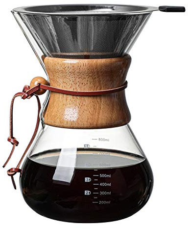 Verter Sobre La Cafetera, 800 Ml Con Filtro De Acero Inoxidable Verter Sobre El Café Goteador Cafetera Manual De Vidrio De Borosilicato Alto
