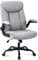 MZLEE Executive Office Chair, Ergonomic Computer Desk Chair Swivel Work Chair with Flip-up Armrest, Adjustable Height, Comfortable for Office Home Gaming(Grey Fabric)