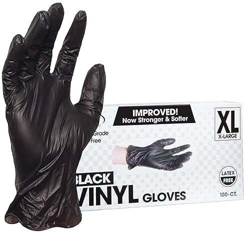 ForPro Disposable Vinyl Gloves, Black, Industrial Grade, Powder-Free, Latex-Free, Non-Sterile, Food Safe, 2.75 Mil. Palm, 3.9 miglio. Fingers, X-Large, 100-conteggio