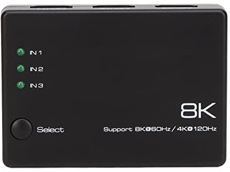 Bewinner 8K 60Hz 2.1 Switch 4x1 4K 120Hz 48Gbps, HDCP 2.3, Arc, VRR, CEC, Switcher 4 in 1 out, Telecomando IR, 3D, HDR 10, per QLED TV, PS5,