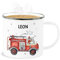 Emaille Becher Blechbecher - Feuerwehr Auto I Feuerwehrauto I 112 I Fire Truck I Löschfahrzeug - 300 ml - Weiß Silber - feuerwehrmann tasse feuerwehrbecher jugendfeuerwehr feuerwehrautos tassen
