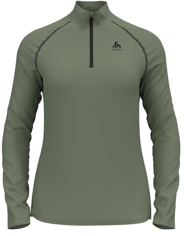Odlo Damen Langarm Shirt mit Reißverschluss RIGI, Matte Green, XS
