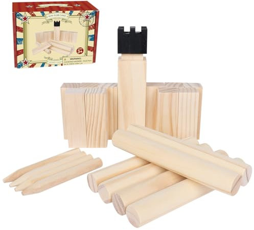 Mini Kubb Set Tabletop Game - Fun, Interactive Indoor Family Games for Adults and Kids, Natural Blocks with Travel Bag, Perfect for Office,Family Night Birthday Party Games & Holiday Toy Gifts