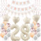 Deko 28. Geburtstag Frauen - Beige Roségold Luftballons, Dekoration, Girlande - Party Set für 28 Jahre Alte Frau