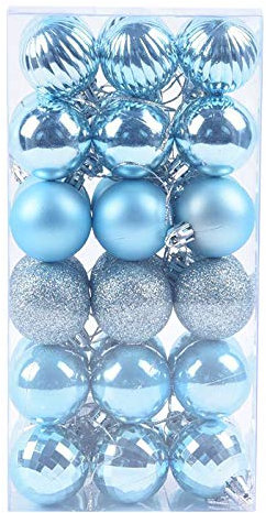 36Pcs Christmas Ornaments Balls 4 CM Baubles Christmas Tree Decorations Glitter Balls Decorations Hanging Ornaments Party Decoration for Xmas Tree Holiday Wedding(1.57 Inch Blue)