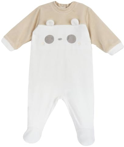 Chicco Tutina Con Apertura Patello, In Ciniglia, Pigiama Unisex - Bimbi 0-24, Beige, 3 mesi