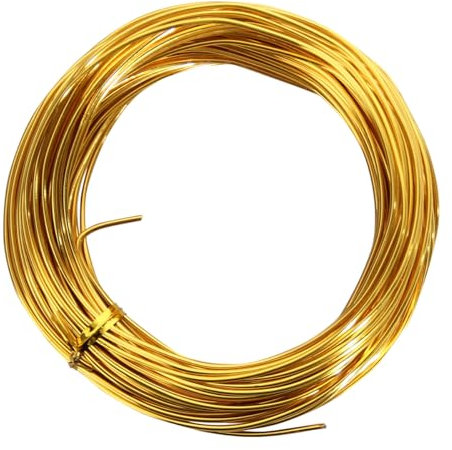 15.5 Metros de Alambre de Aluminio, Color Dorado, 1.5mm de Espesor, Alambre para Escultura, Alambre Doblable de Metal para Esqueletos de Muñecas y Manualidades